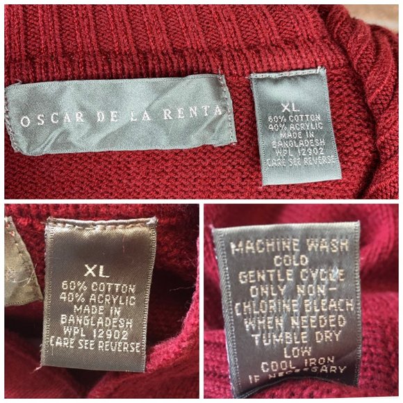 Oscar de la Renta Red Pullover Sweater, Sz XL - Picture 6 of 6